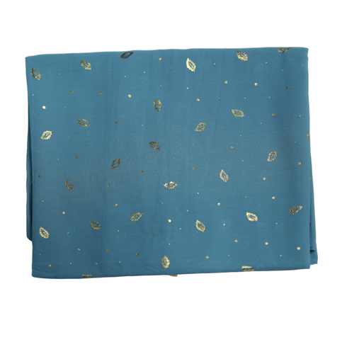 Foil Printed Georgette - Sea Green