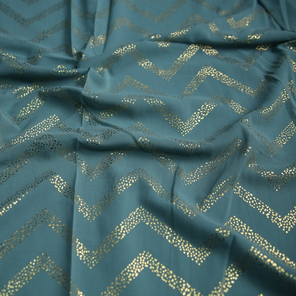 Foil printed Georgette-Sea Green