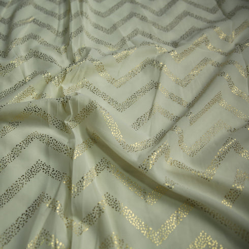 Foil printed Georgette-Off White