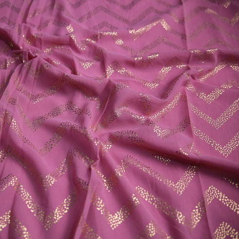 Foil printed Georgette-Pink