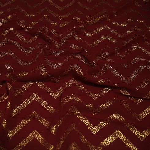 Foil printed Georgette-Maroon