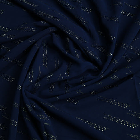 Foil printed Georgette - Navy Blue