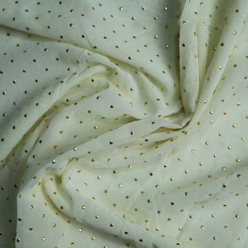 Foil printed Georgette - White