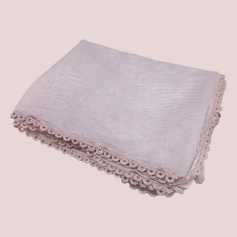 Organza Net Laced Dupatta - Dull White
