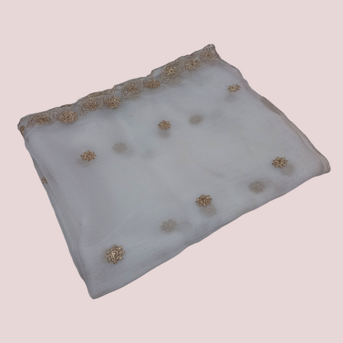 Chiffon Embroidery Dupatta - White