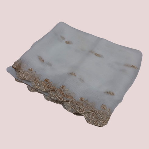 Chiffon Embroidery Dupatta - White