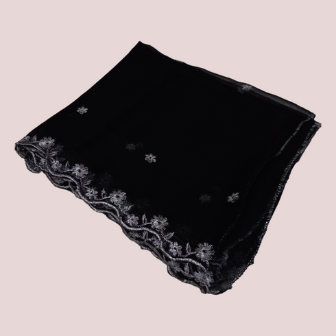 Chiffon Embroidery Dupatta - Black