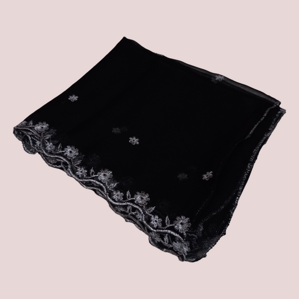 Chiffon Embroidery Dupatta - Black