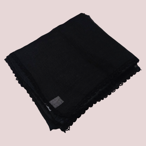 Khaddi Net Laced Dupatta - Black