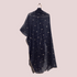 Chiffon Embroidery Laced Dupatta - Navy Blue