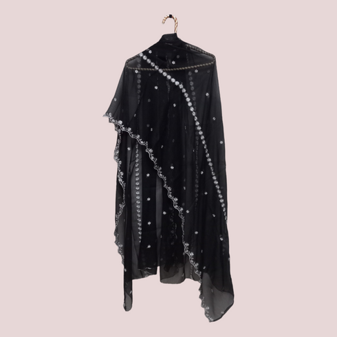 Chiffon Embroidery Dupatta - Black