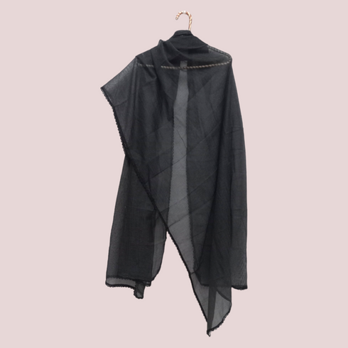 Khaddi Net Laced Dupatta - Black