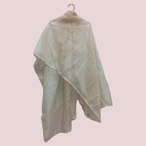 Organza Net Laced Dupatta - Off White