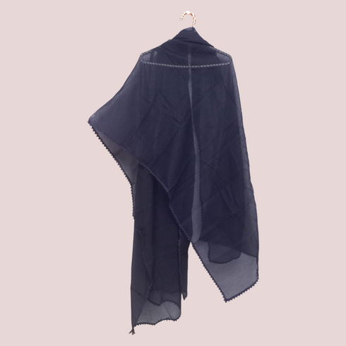 Khaddi Net Laced Dupatta - Navy Blue