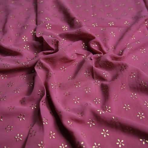 Foil Printed Georgette - Hot Pink