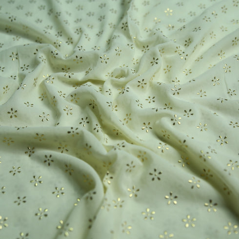 Foil Printed Georgette - Off White