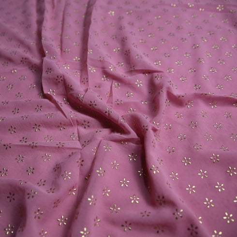 Foil Printed Georgette - Baby Pink