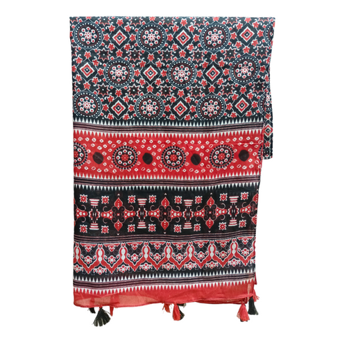 Ajrak Lawn Tasseled Print