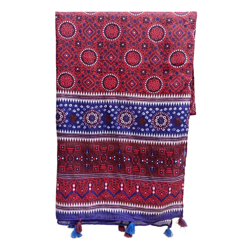 Ajrak Lawn Tasseled Print