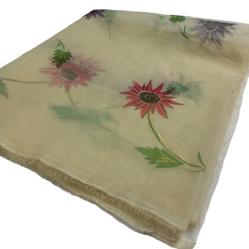 Hand Painted Organza Dupatta
