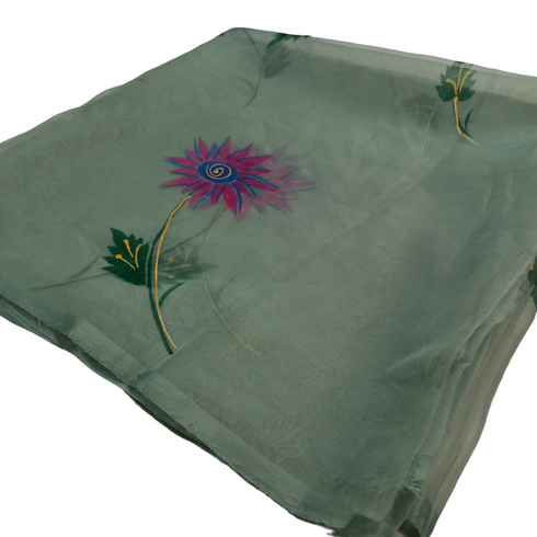 Hand Painted Organza Dupatta