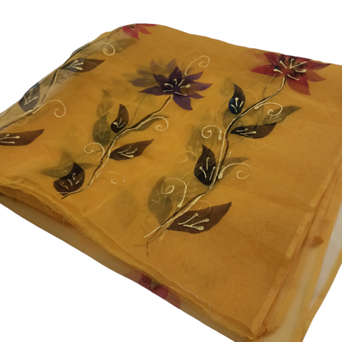 Hand Painted Organza Dupatta