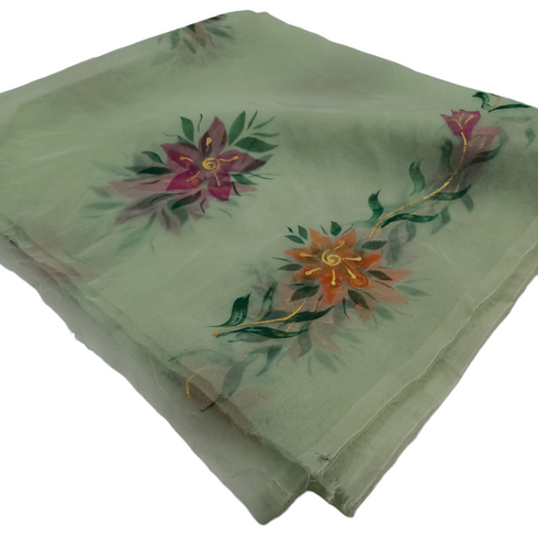 Hand Painted Organza Dupatta