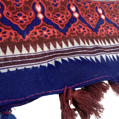 Ajrak Lawn Tasseled Print