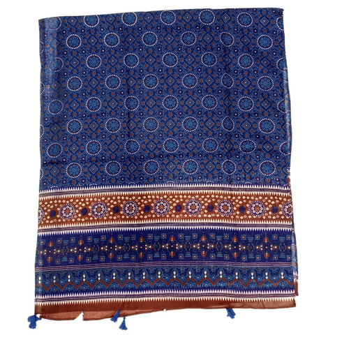 Ajrak Lawn Tasseled Print