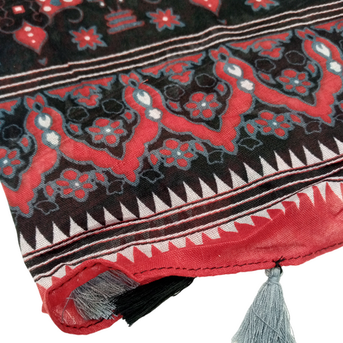 Ajrak Lawn Tasseled Print