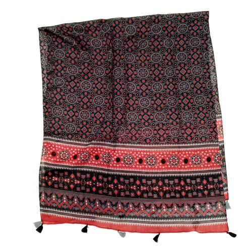 Ajrak Lawn Tasseled Print