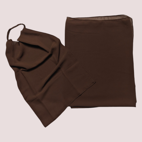 Hijab And Niqab Set - Brown