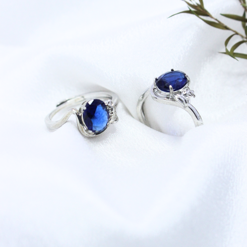 Blue Ruby Silver Ring
