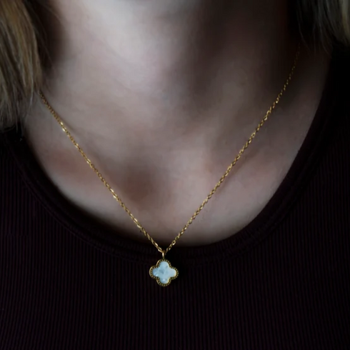 Buy Bright Luck Clover Pendant (Double Sided) Front White & Back Black Pendant Online in Pakistan