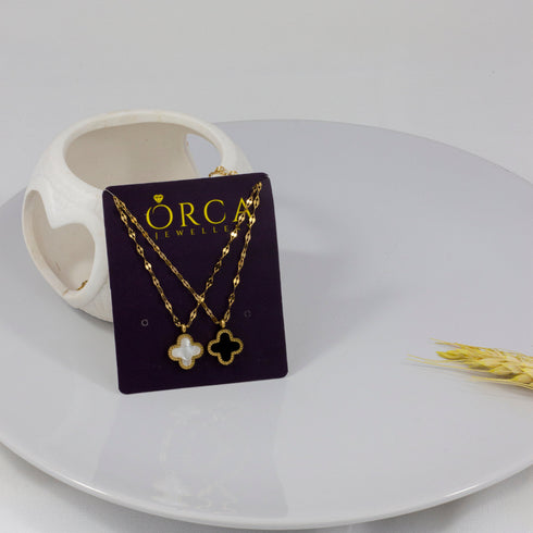 Buy Bright Luck Clover Pendant (Double Sided) Front White & Back Black Pendant Online in Pakistan